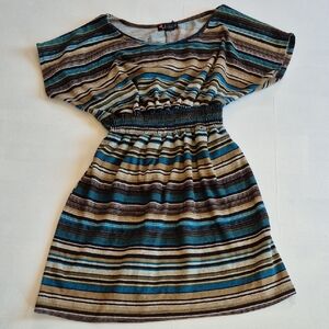 Delirious Black and Blue Casual Dress with Dolman Sleeves